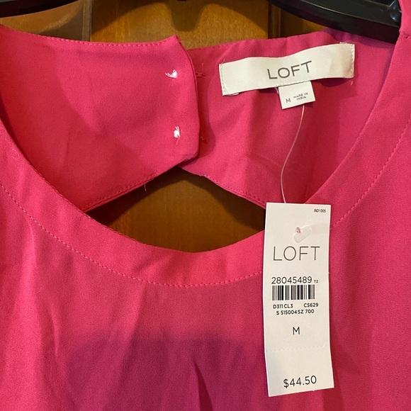 Ann Taylor Loft Peplum Blouse New Pink Lightweight Medium Buttons Summer - Picture 5 of 8